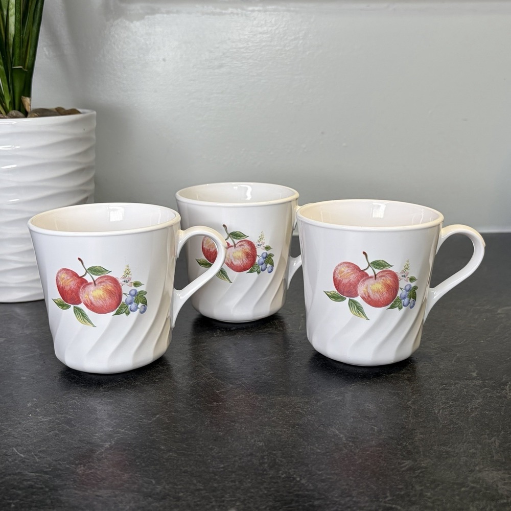 Vintage Corningware Corelle Chutney Swirl Coffee Mug Tea Cups Set of 3 EUC